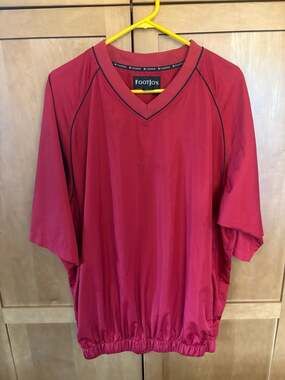 FootJoy Men's Short Sleeve V-Neck Golf Windshirt Pullover - Red
